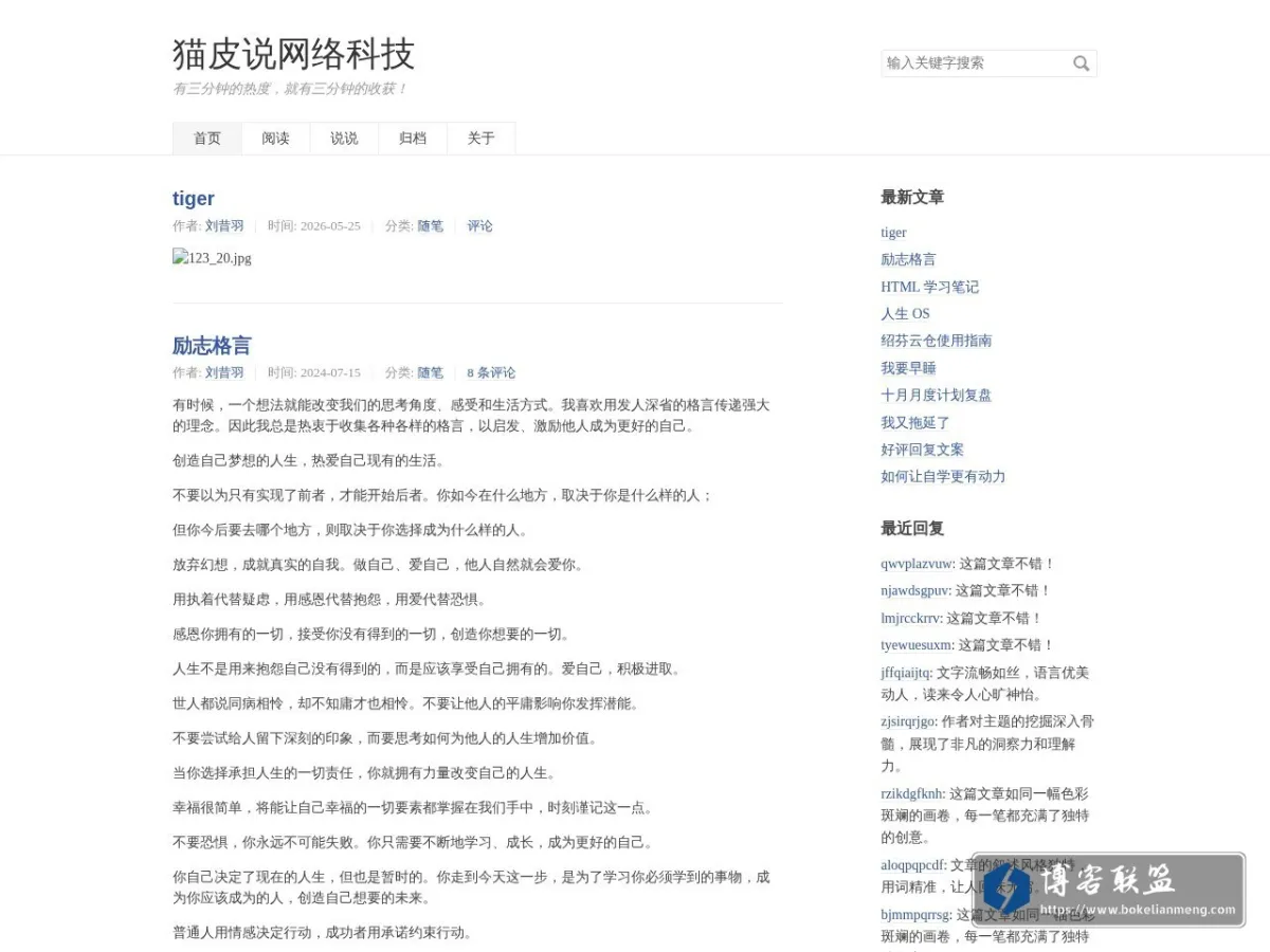 猫皮说网络科技 的网站快照