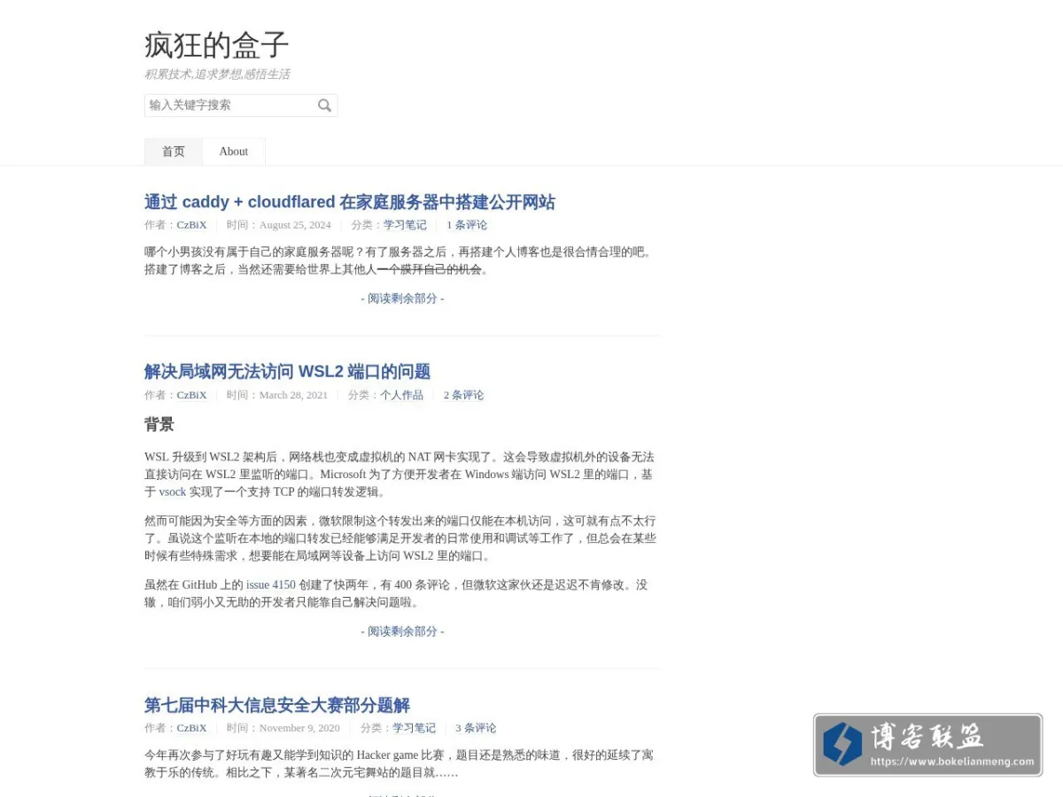 疯狂的盒子 的网站快照