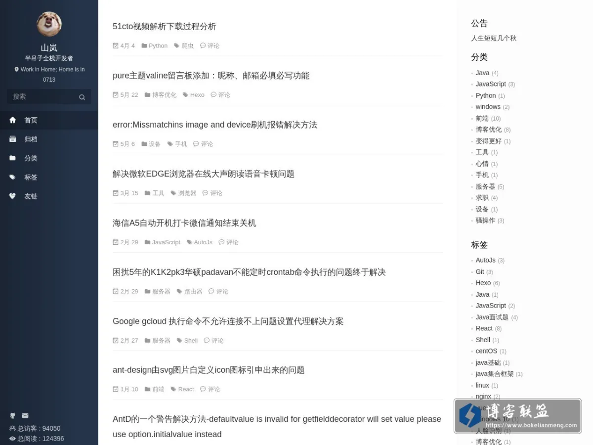 山岚 - 90码农历险记 的网站快照