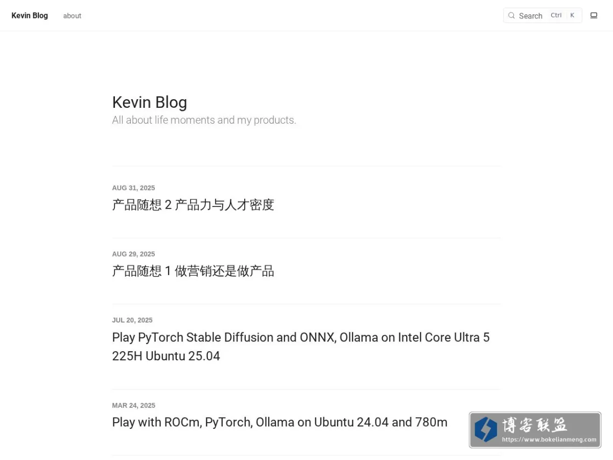Kevin Blog 的网站快照