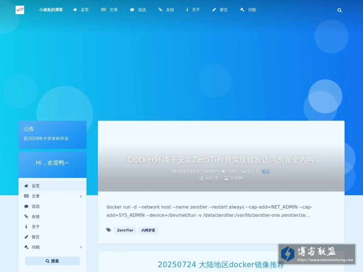 小咸鱼的博客 – I'm Sukanu! 的网站快照
