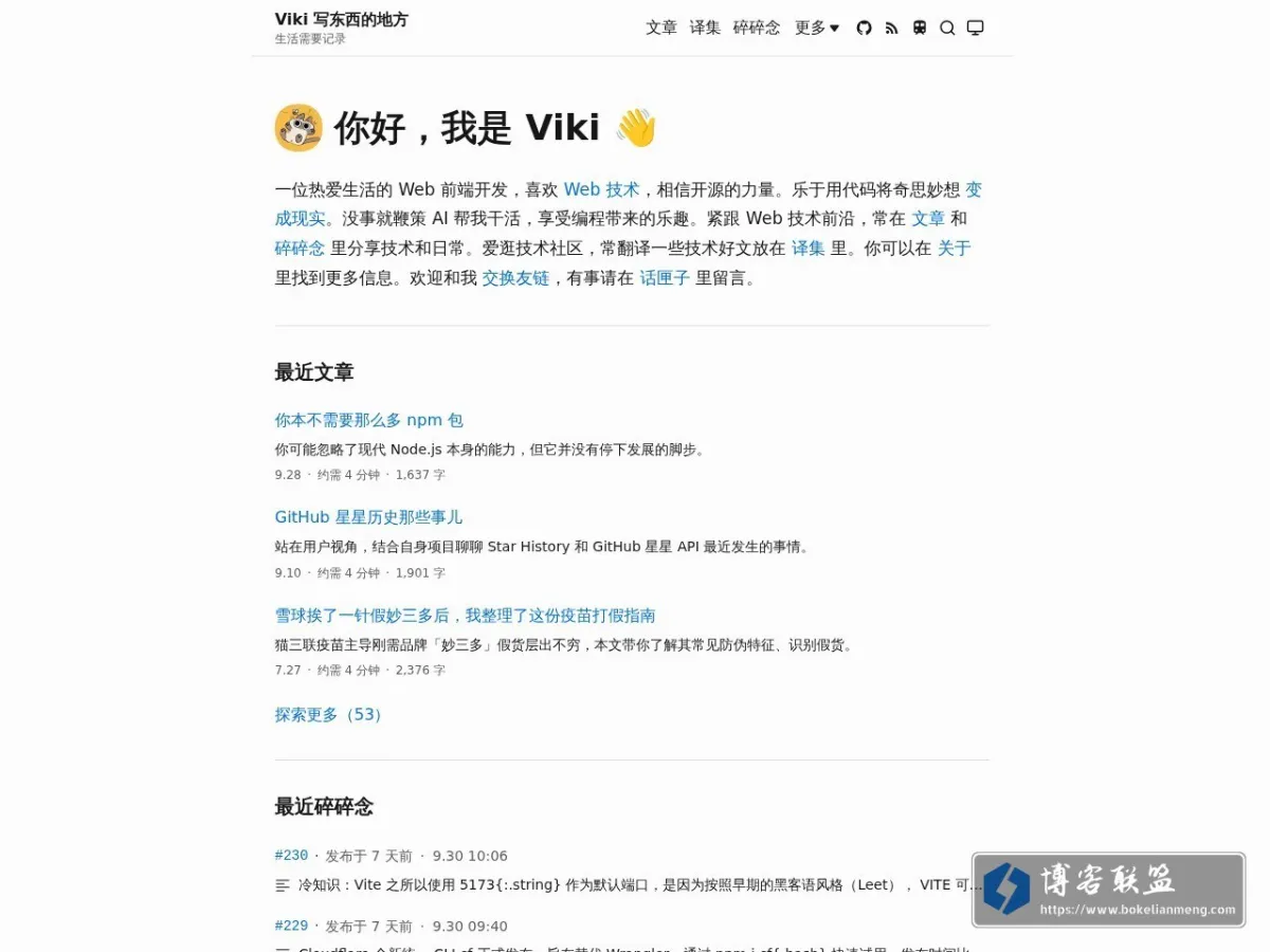 Viki 写东西的地方 的网站快照
