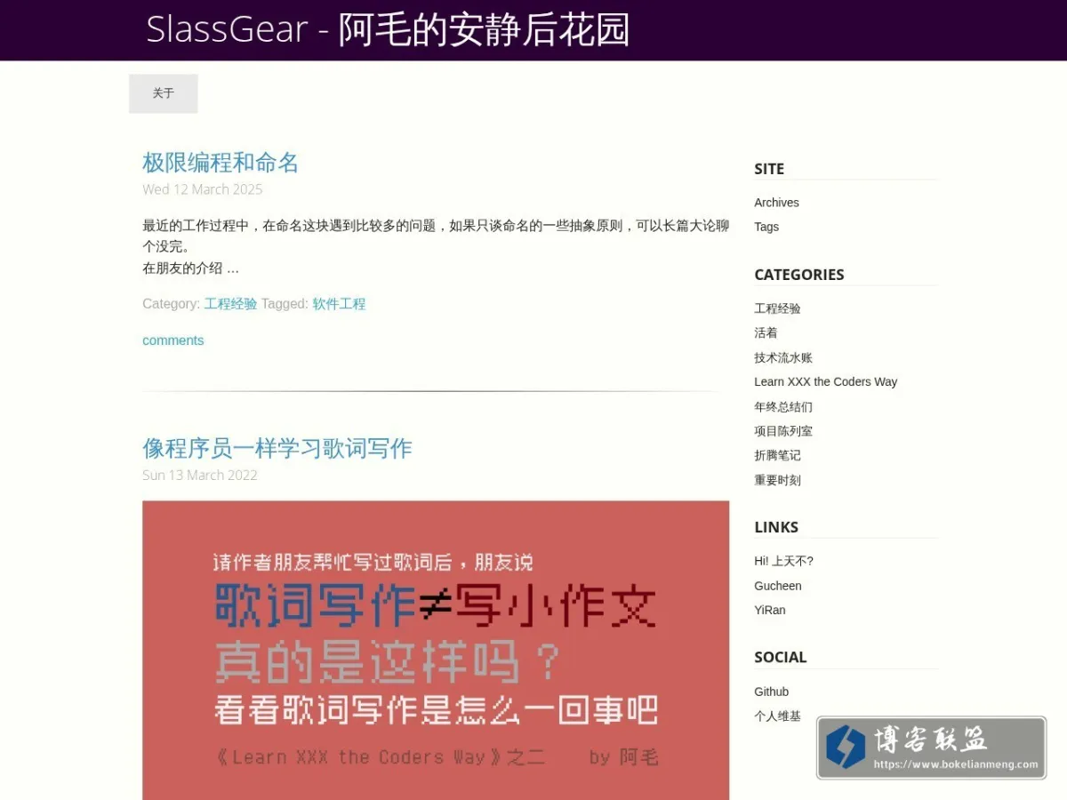 SlassGear - 阿毛的安静后花园 的网站快照