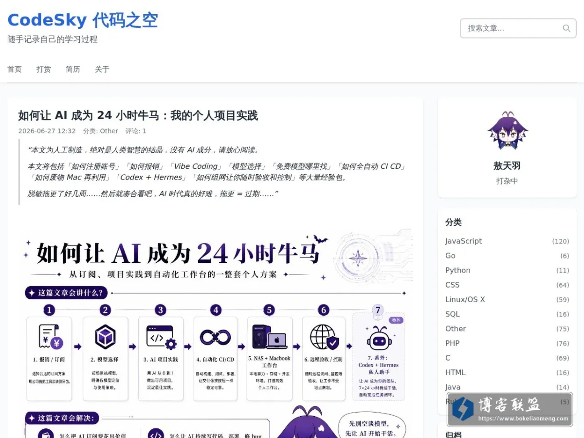CodeSky 的网站快照