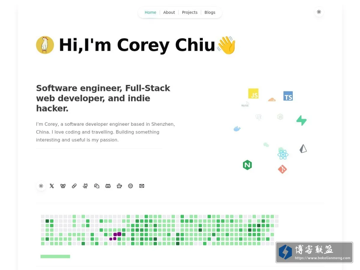 Corey Chiu - Software engineer, Full-Stack web developer, and indie hacker. 的网站快照