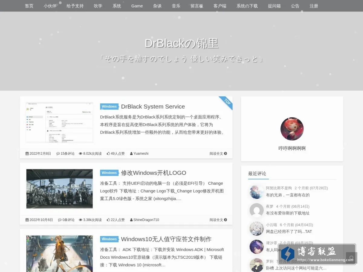 DrBlackの锦里 的网站快照