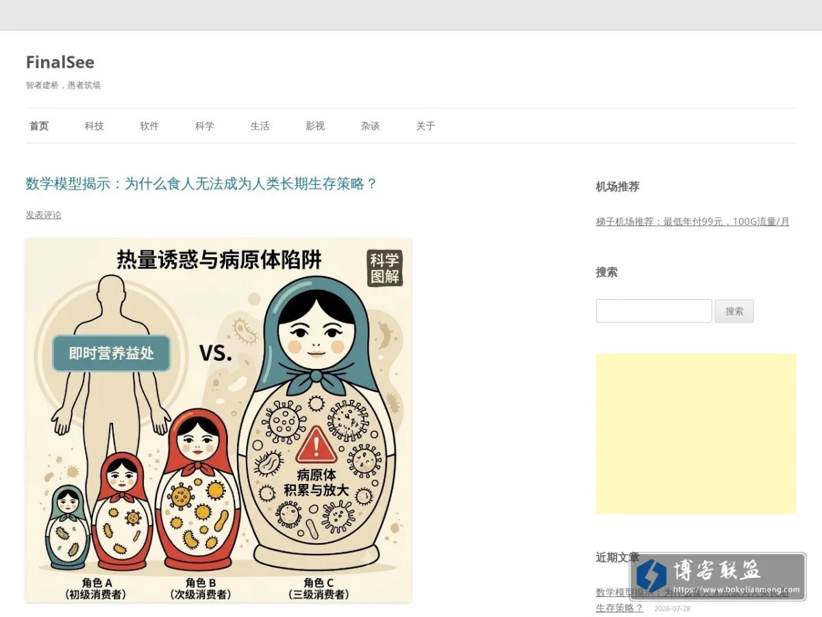 FinalSee - 智者建桥，愚者筑墙 的网站快照