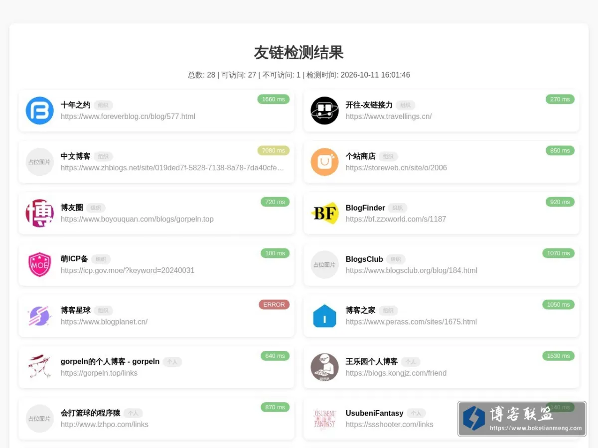 友链检测结果 | gorpeln's Blog 的网站快照