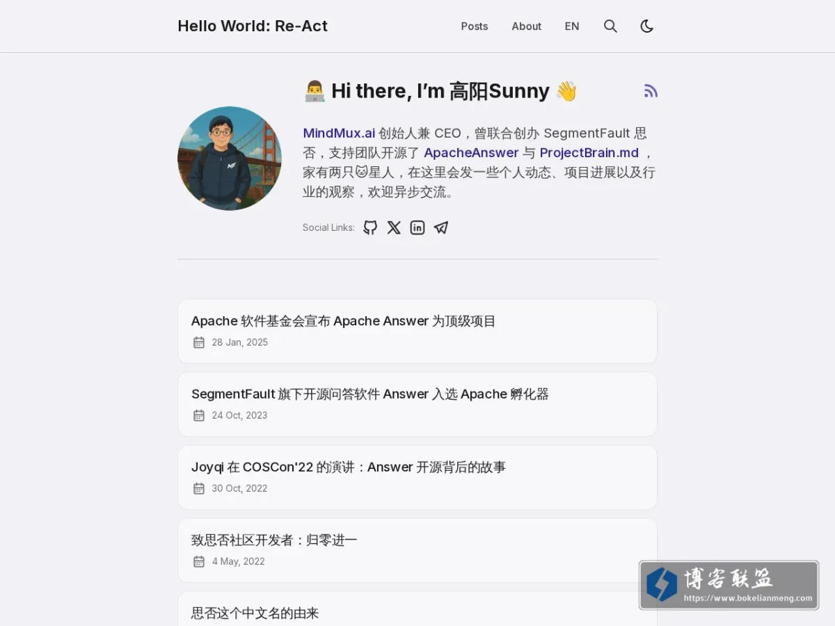 Hello World: Re-Act 的网站快照