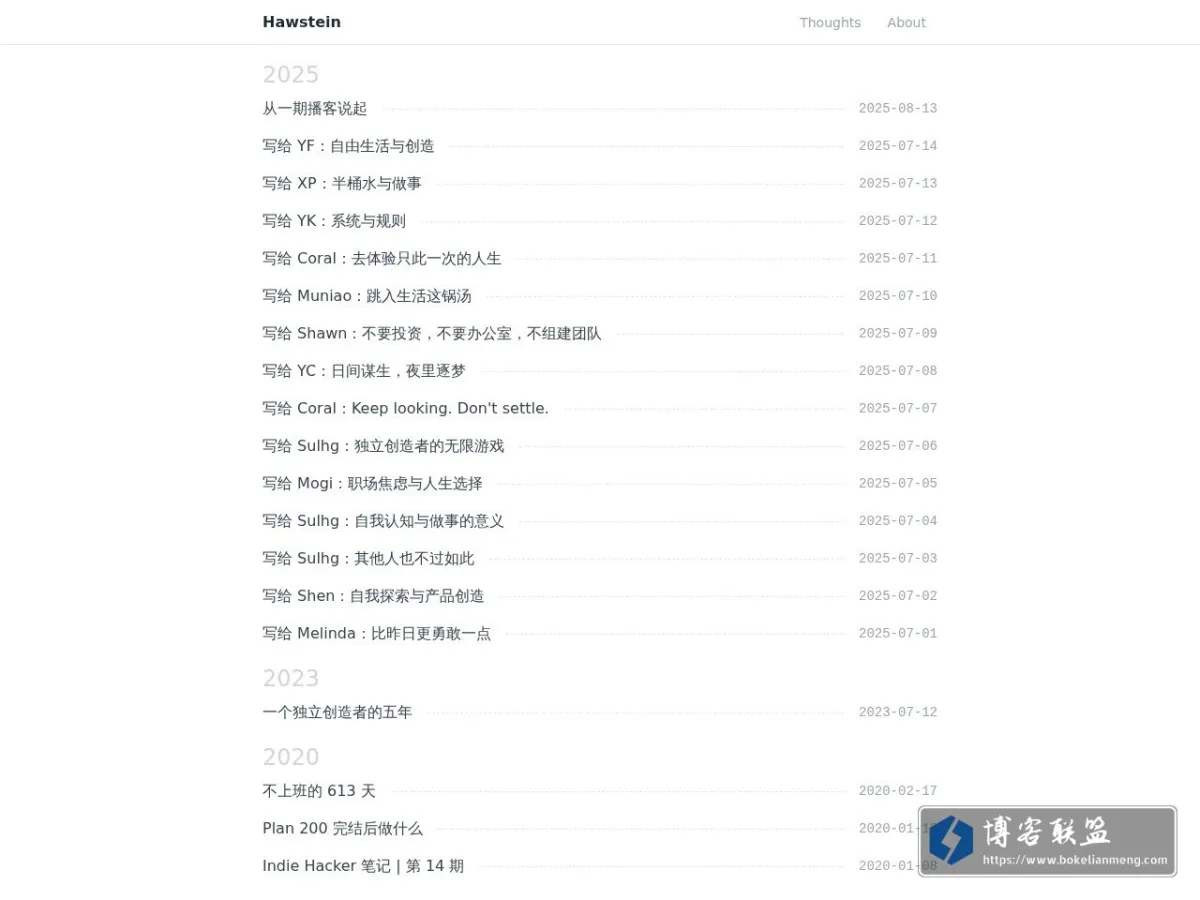 Hawstein's Blog 的网站快照