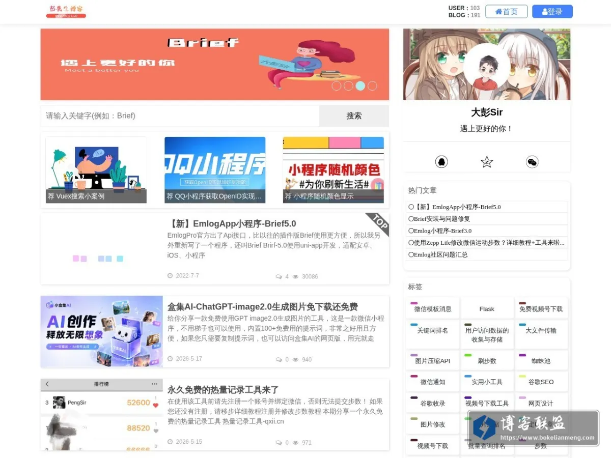 彭先生博客 的网站快照