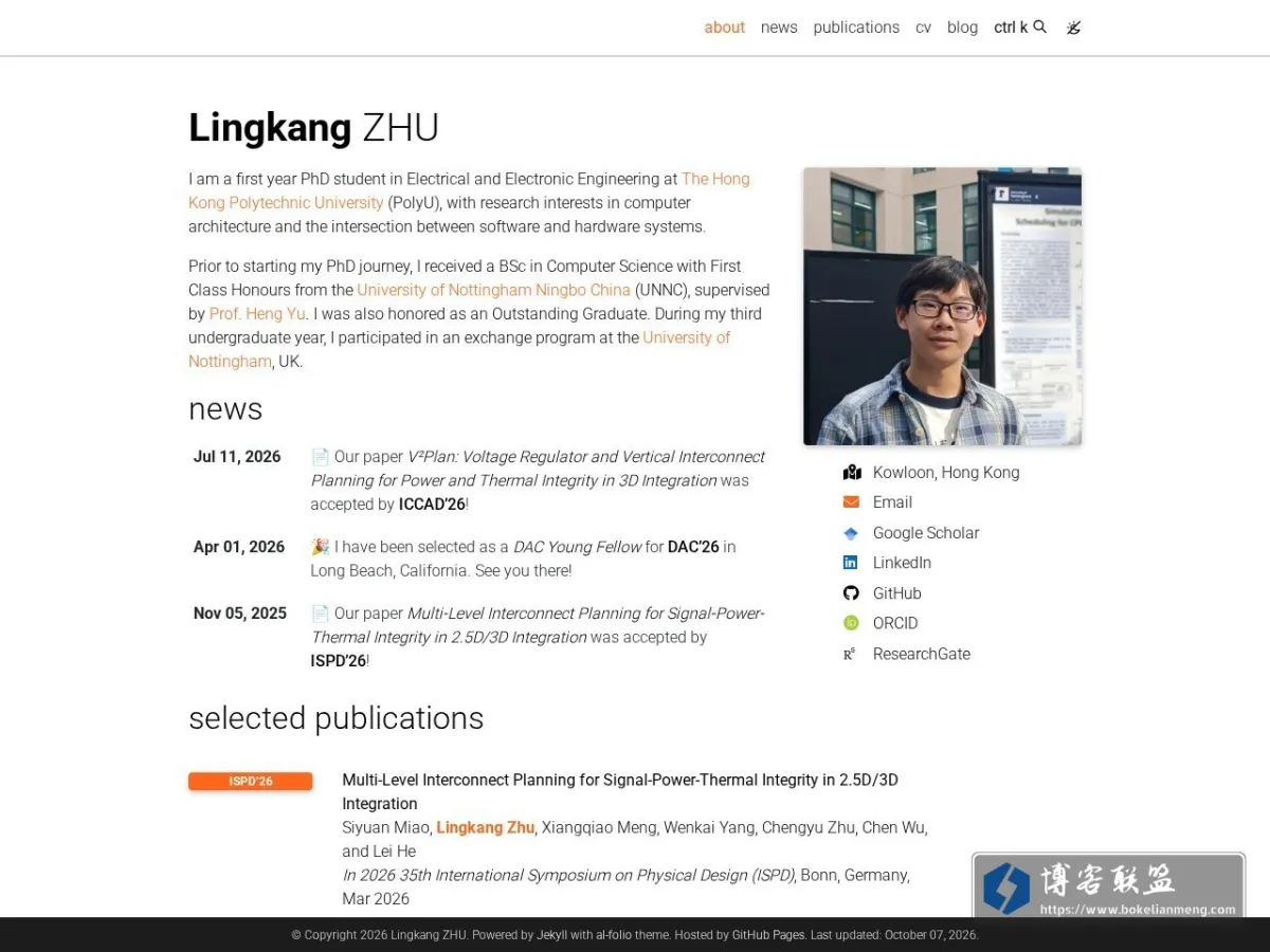 Lingkang ZHU 的网站快照