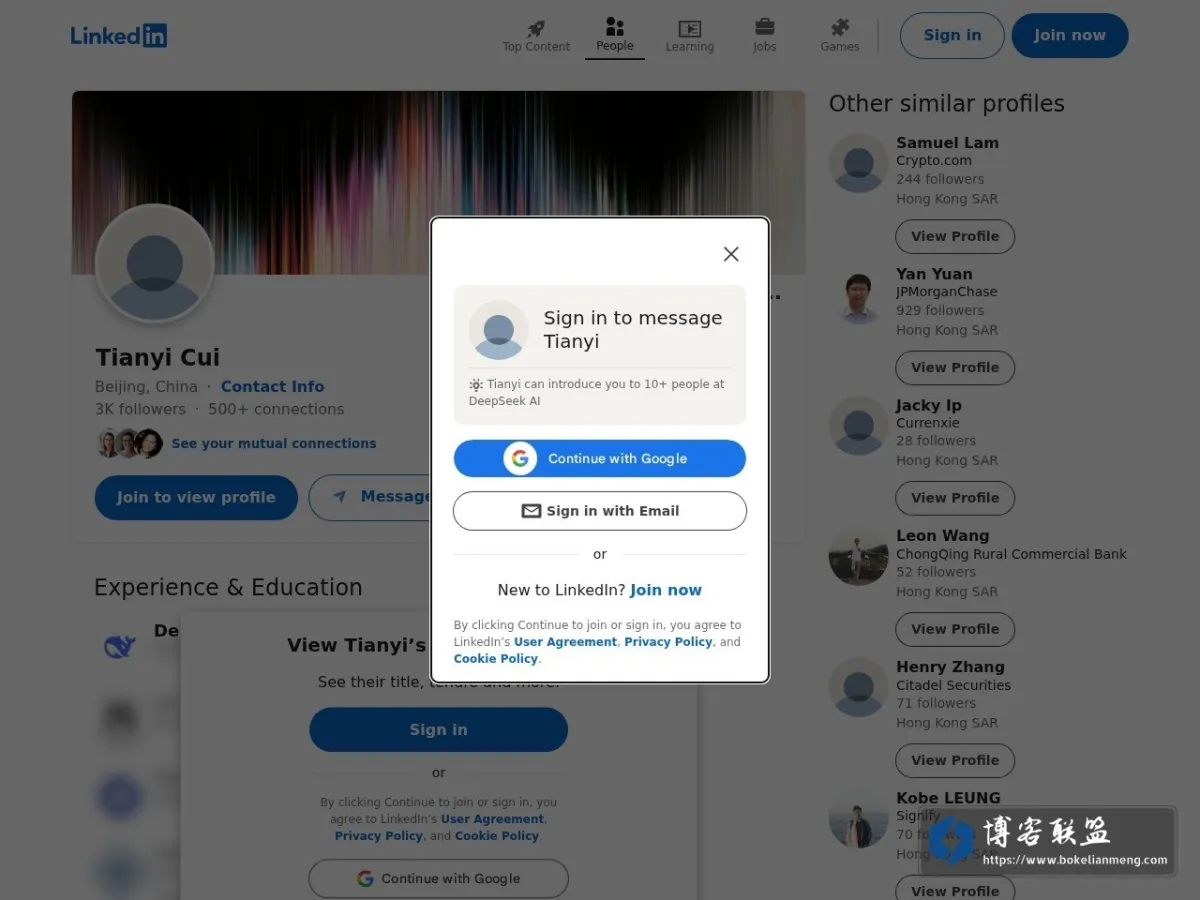 Tianyi Cui - DeepSeek AI | LinkedIn 的网站快照