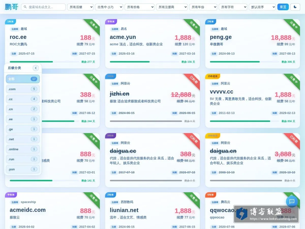鹏哥 - 米表-域名出售-域名展示 的网站快照