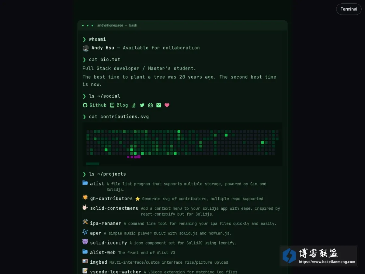 Andy Hsu — Full Stack Developer 的网站快照