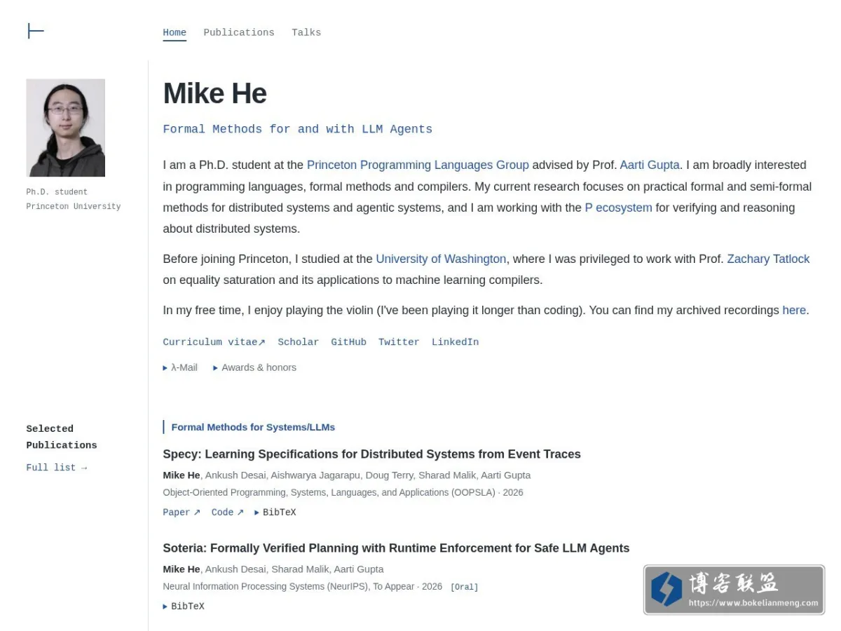 Mike He 的网站快照