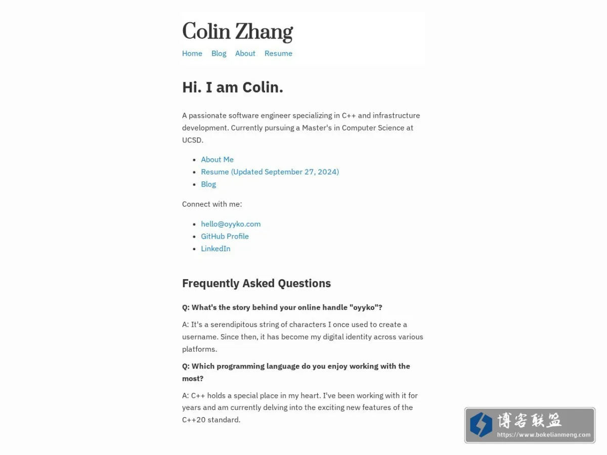 Colin Zhang 的网站快照