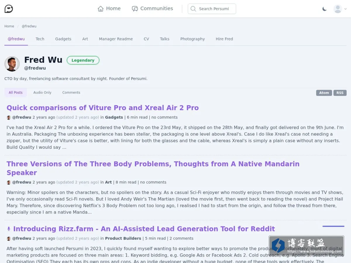 Fred Wu's Blog 的网站快照