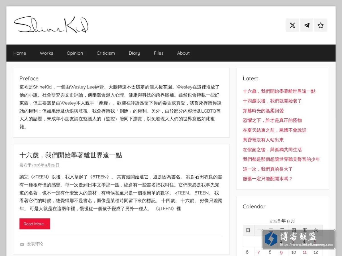 ShineKid 的网站快照