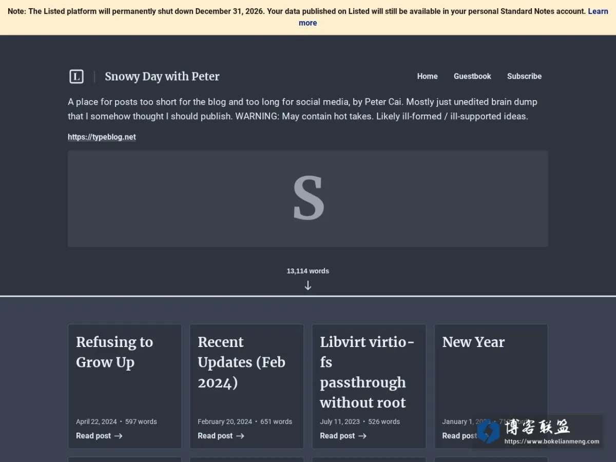 Snowy Day with Peter — A place for posts too short for the bl... 的网站快照