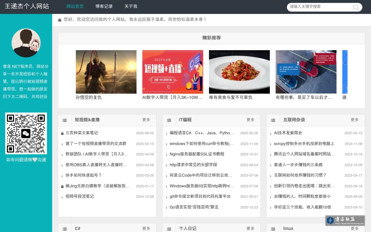 王递杰个人网站 的网站快照