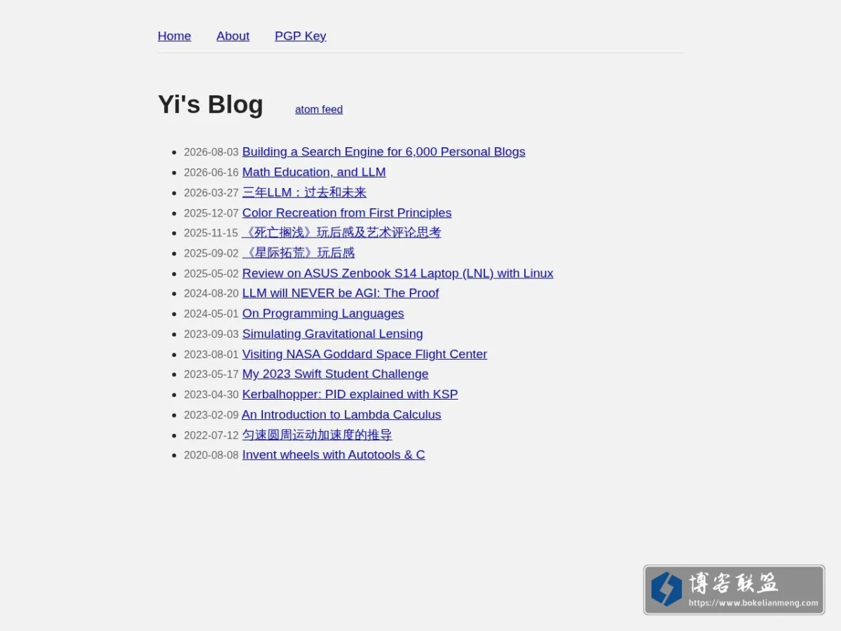 Yi's Blog 的网站快照